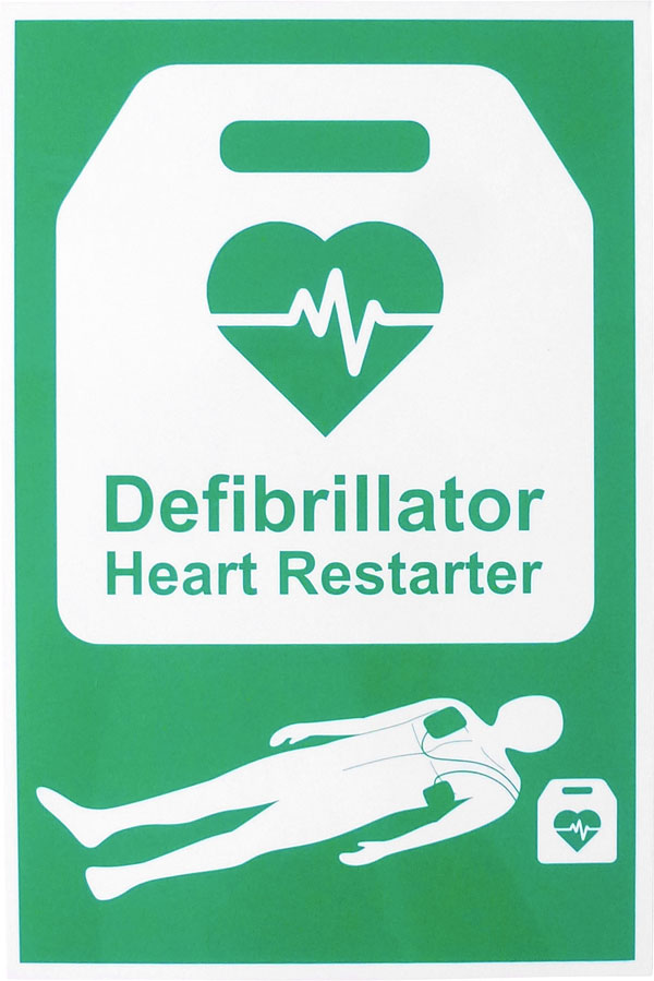Click Medical Click Medical External Defibrillation Sign Rigid Plastic Cm1328 - Green 20X30CM - Customisable First Aid Signs