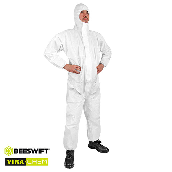 Vira Chem Disposable Laminated Coverall Type Cocn4013 E - COCN4013E - White L - Customisable Coveralls