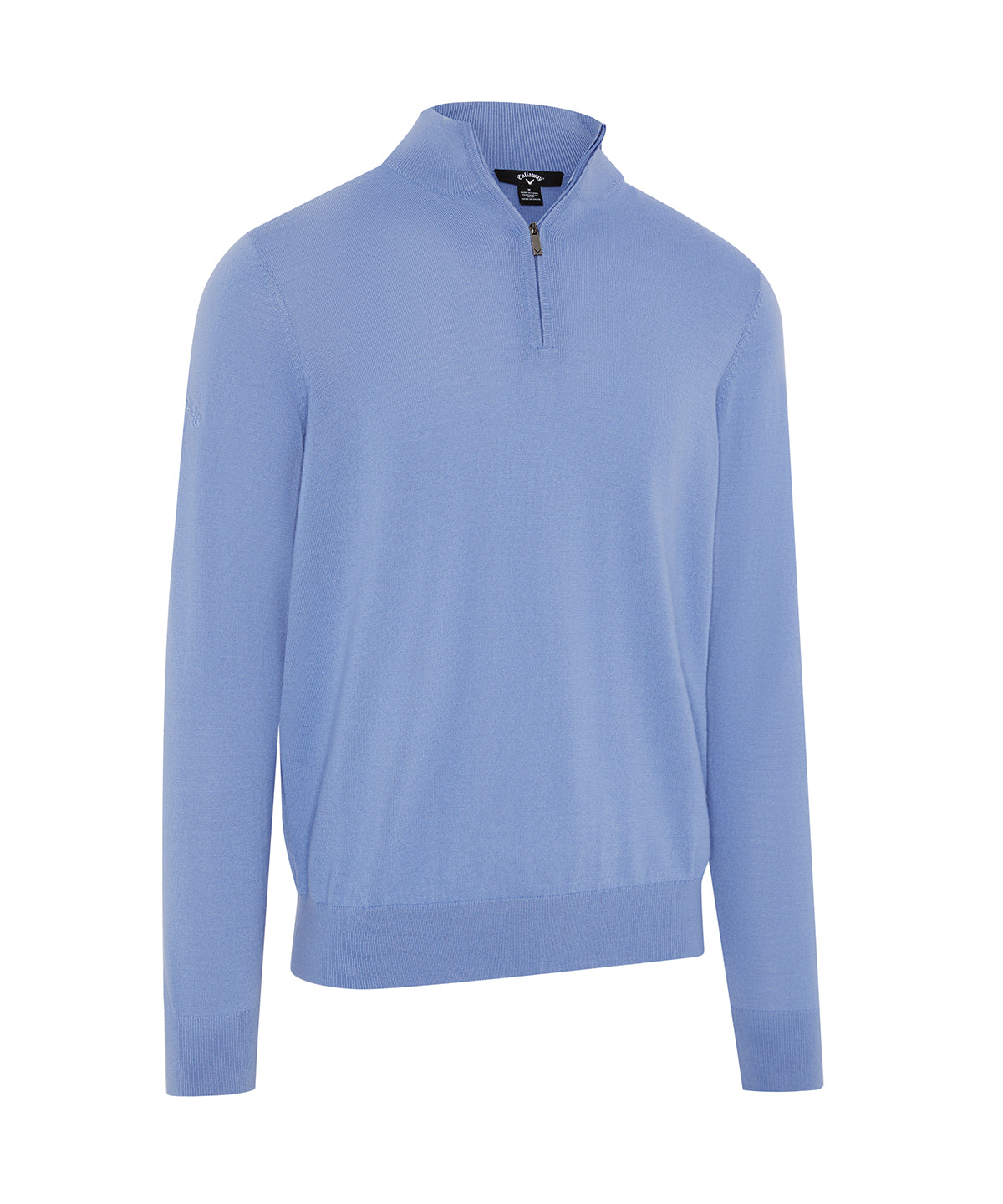 1/4-zip merino blend sweater - CW053 - Mid Vista Blue - Customisable Knitted Jumpers
