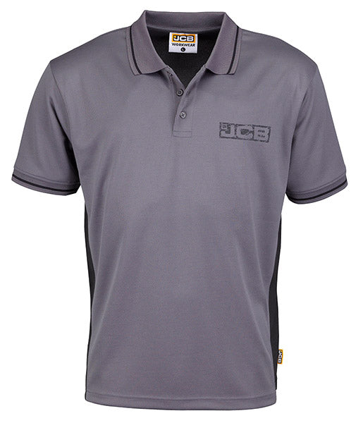 Jcb Workwear Trade Performance Polo Shirt Dia - Grey Black - Customisable Polo Shirts