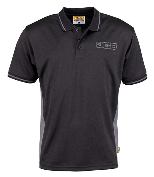 Jcb Workwear Trade Performance Polo Shirt Dib - Black Grey - Customisable Polo Shirts
