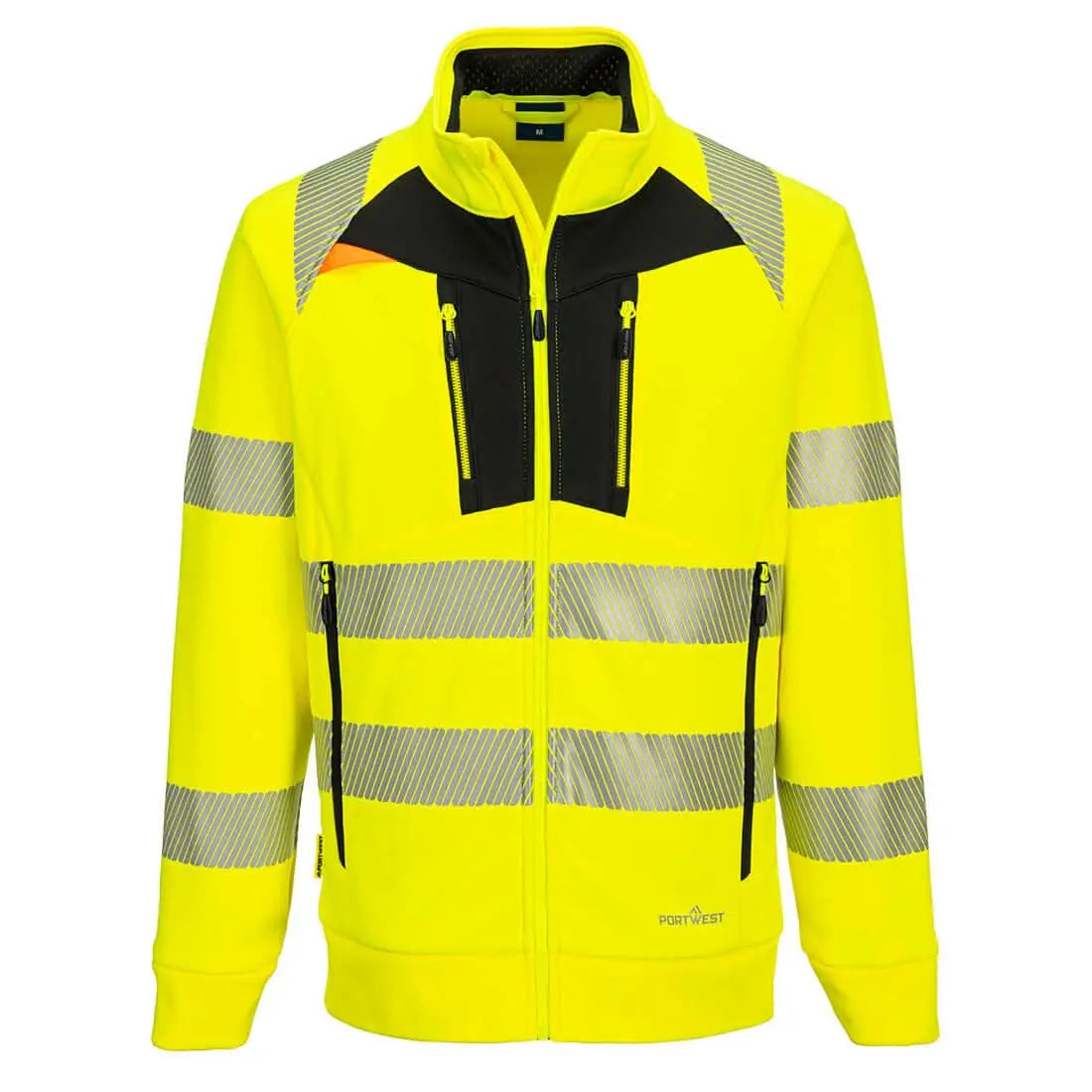 Dx4 Hi Vis Funnel Neck Zipped Sweatshirt Dx477 - Yellow Black - Customisable Sweatshirts