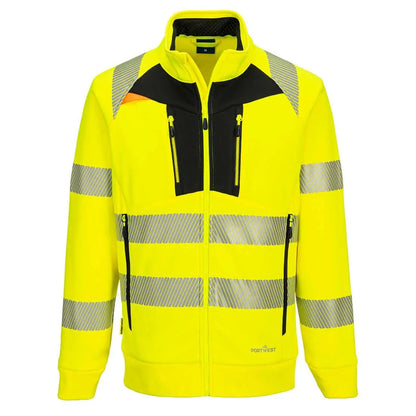 Dx4 Hi Vis Funnel Neck Zipped Sweatshirt Dx477 - Yellow Black - Customisable Sweatshirts