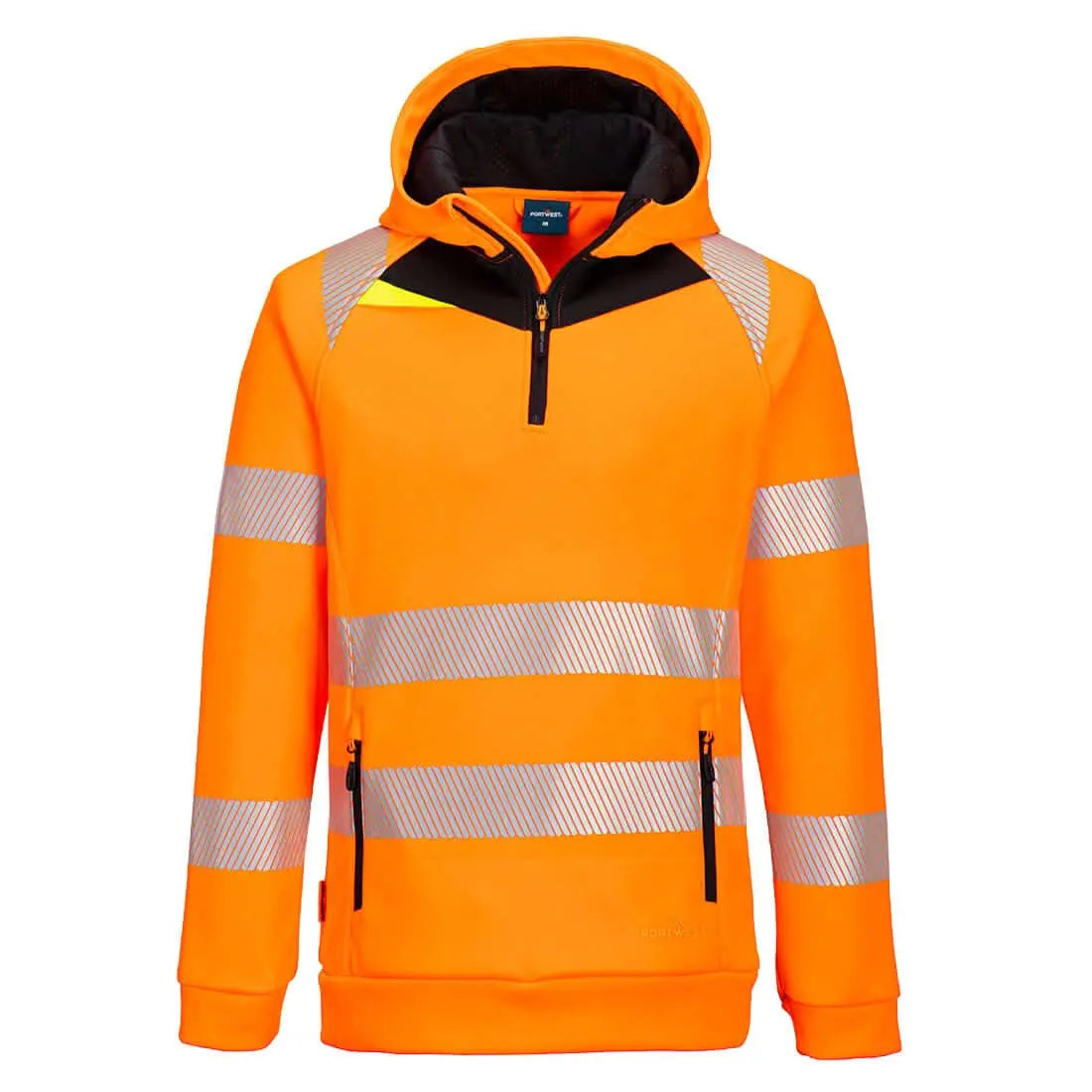 Dx4 Hi Vis 1/4 Zip Hoodie Dx482 - Orange Black - Customisable Hoodies