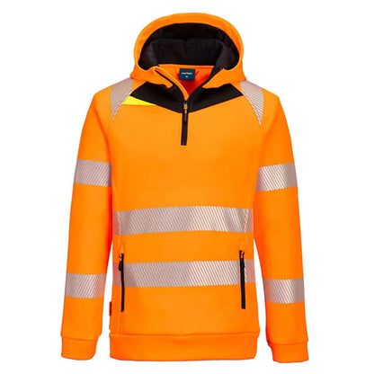 Dx4 Hi Vis 1/4 Zip Hoodie Dx482 - Orange Black - Customisable Hoodies