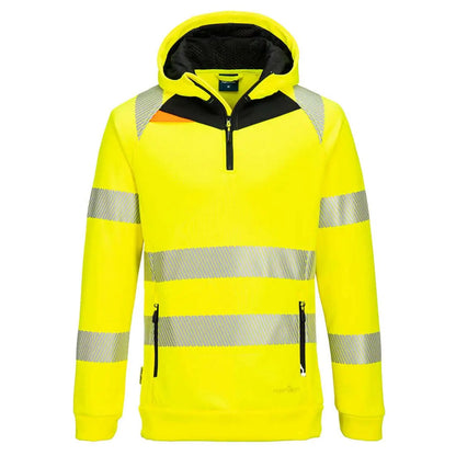 Dx4 Hi Vis 1/4 Zip Hoodie Dx482 - Yellow Black - Customisable Hoodies