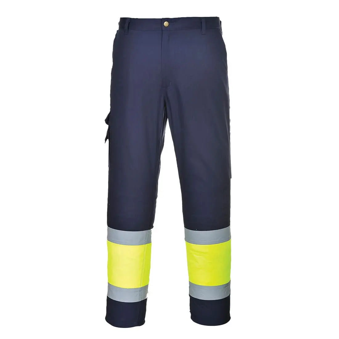 Hi Vis Contrast Class 1 Service Trousers E049 - Yellow Navy Tall - Customisable Service Trousers