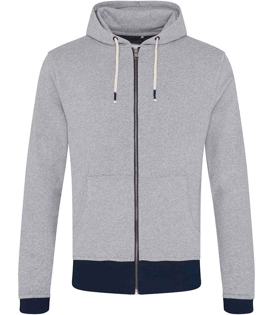 Unisex Okavango Sustainable Zoodie - EA051 - Heather Grey Navy - Customisable Hoodies