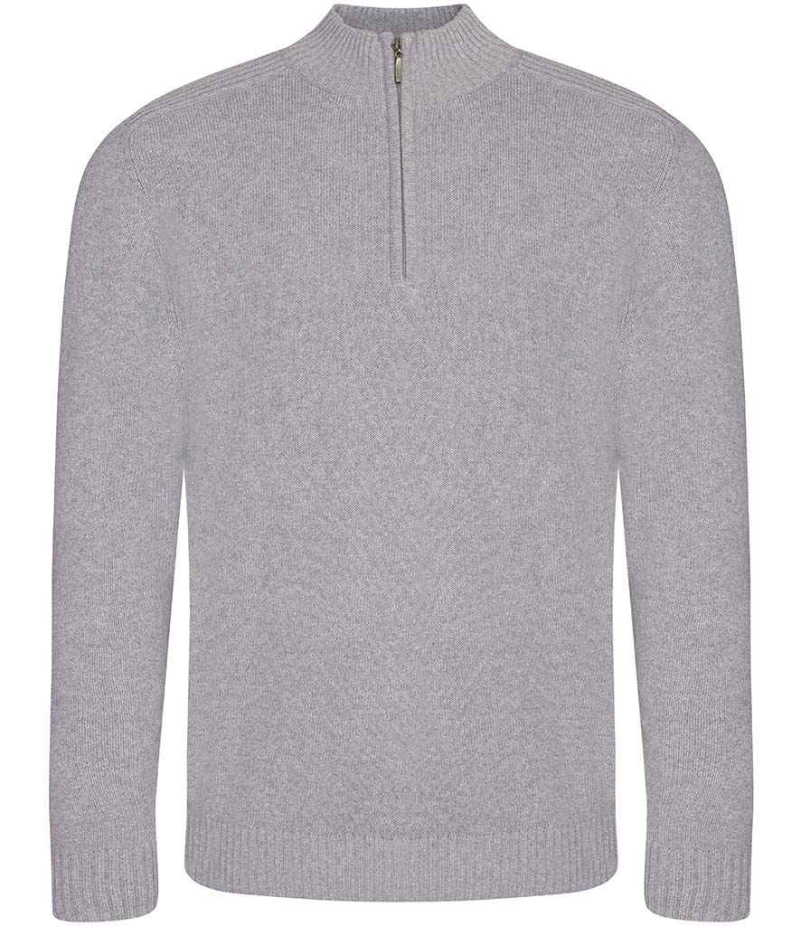 Unisex Wakhan Zip Neck Sustainable Sweater - EA061 - Heather Grey - Customisable Jumper