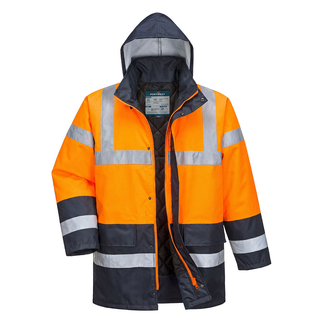 Es1 Essential Hi Vis Contrast Winter Traffic Jacket - ES466 - Orange Navy - Customisable Rain Jackets