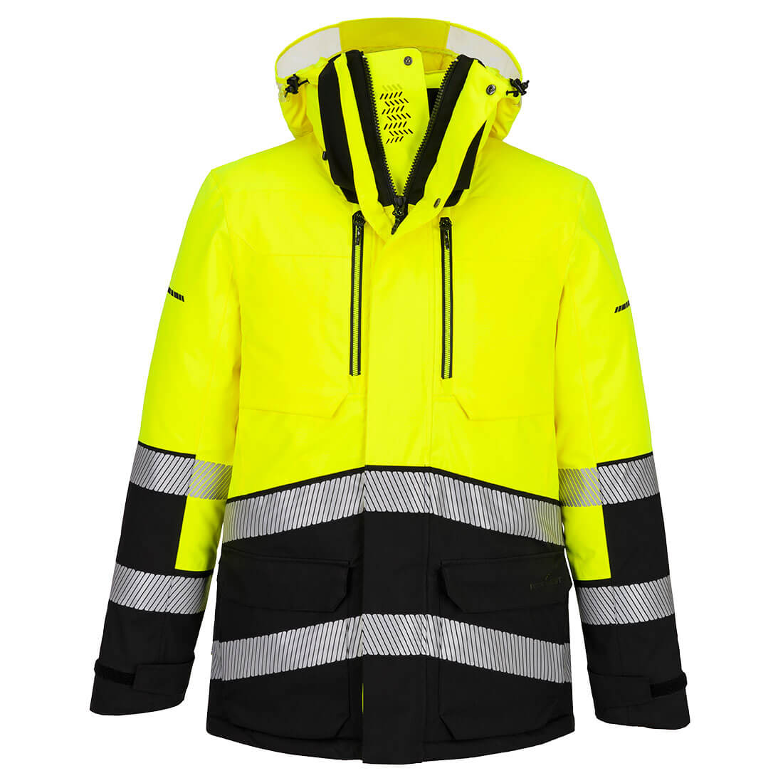 Ev4 Hi Vis Expedition Parka Jacket - EV401 - Yellow Black - Customisable Jackets