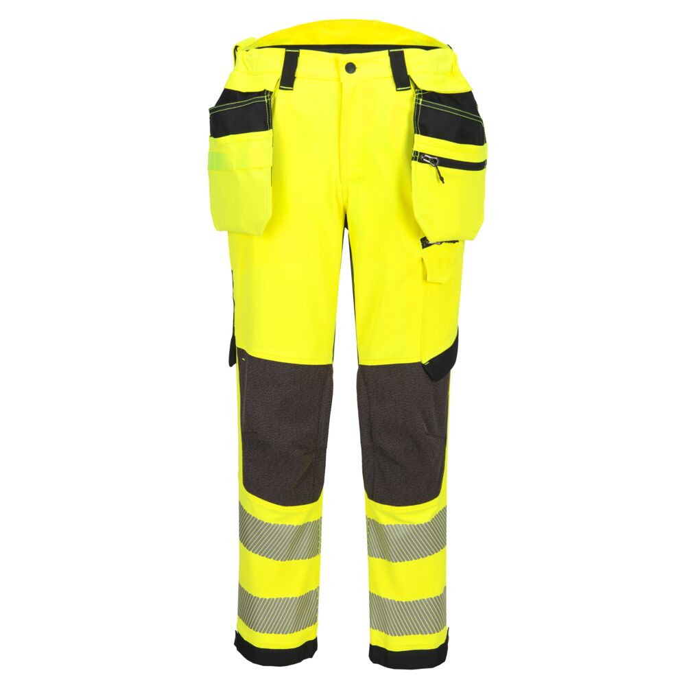 Ev4 Hi Vis Stretch Detachable Holster Class 2 Trousers - EV448 - Yellow Black Short - Customisable Holster Trousers