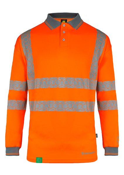 Envirowear Beeswift Envirowear Hi Vis Long Sleeve Recyclable Polo Shirt Ewcpkls - - Customisable Polo Shirts