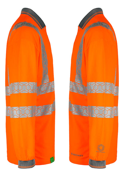 Envirowear Beeswift Envirowear Hi Vis Long Sleeve Recyclable Polo Shirt Ewcpkls - - Customisable Polo Shirts