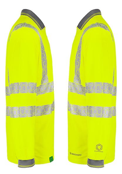 Envirowear Beeswift Envirowear Hi Vis Long Sleeve Recyclable Polo Shirt Ewcpkls - - Customisable Polo Shirts