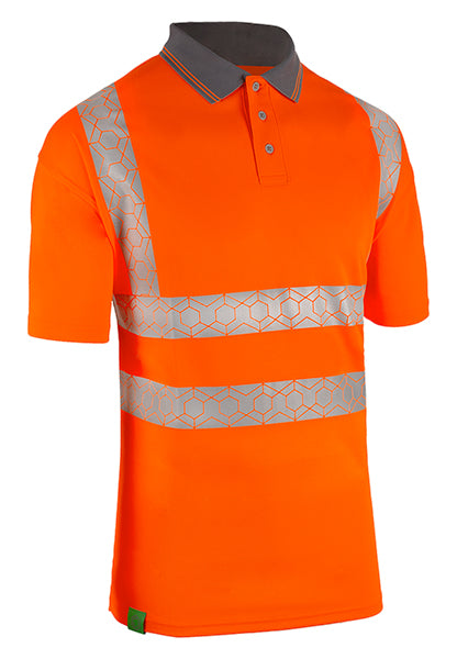 Envirowear Beeswift Envirowear Hi Vis Short Sleeve Recyclable Polo Shirt Ewcpkss - Orange - Customisable Polo Shirts