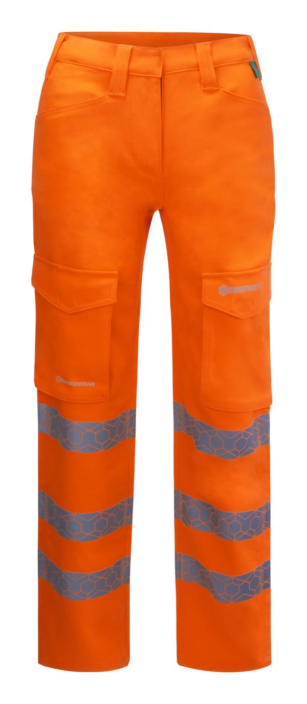 Beeswift Envirowear Recyclable Womens Hi Vis Trousers - Orange - Customisable Trousers