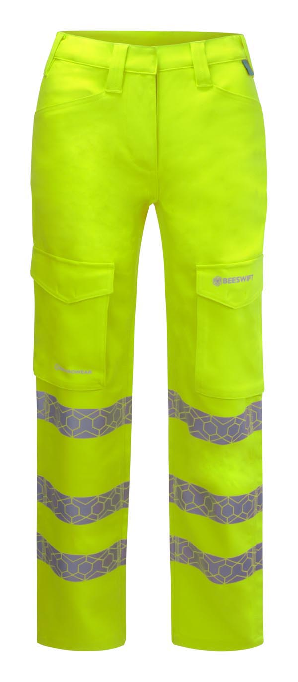 Beeswift Envirowear Recyclable Womens Hi Vis Trousers - Saturn Yellow - Customisable Trousers