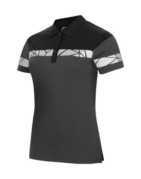 ProJob Workwear ProJob Progression 7006 Ladies Pique - PJ647006 - Grey Black - Customisable Ladies Short Sleeve Polo Shirts