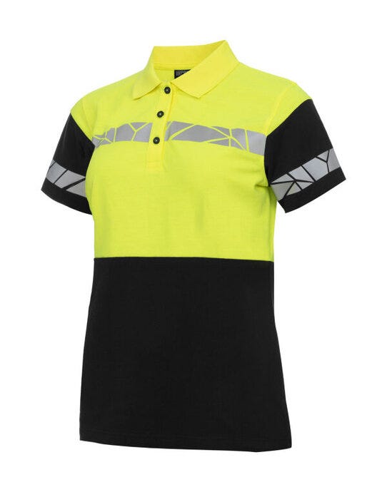 ProJob Workwear ProJob Progression 7006 Ladies Pique - PJ647006 - Black Yellow - Customisable Ladies Short Sleeve Polo Shirts
