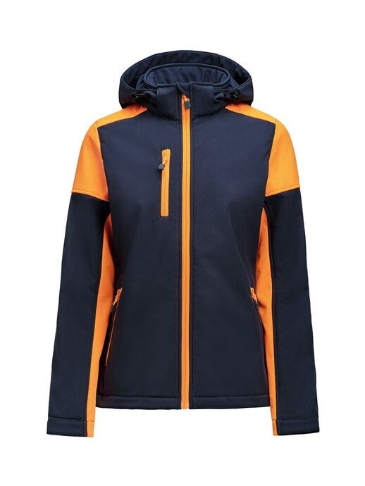 Ladies Softshell - PP2261066 - Navy Neon Orange - Customisable Jacket