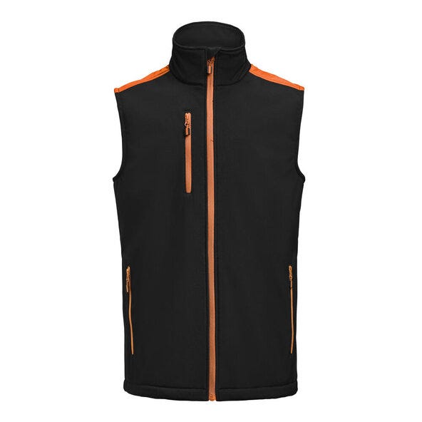 Printer Prime Softshell Vest - PP2261083 - Black Orange - Customisable MENS OUTER JACKETS