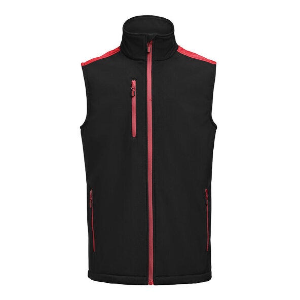 Printer Prime Softshell Vest - PP2261083 - Black Red - Customisable MENS OUTER JACKETS