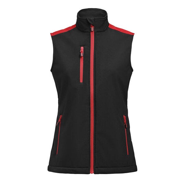 Printer Prime Ladies Softshell Vest - PP2261084 - Black Red - Customisable Ladies Softshell