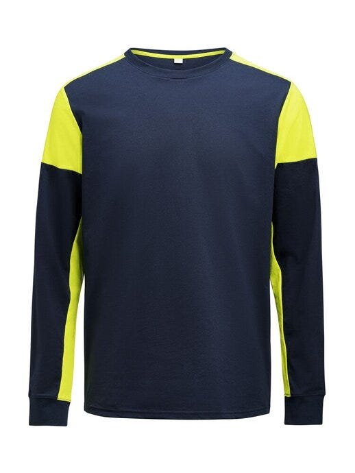 Printer Prime Long Sleeve T-Shirt - PP2264036 - Navy Neon Yellow - Customisable MENS LONG SLEEVE T-SHIRTS