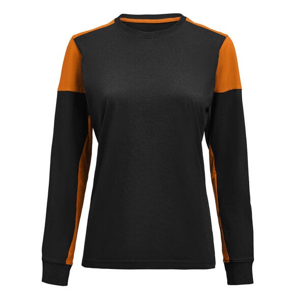 Printer Prime Ladies Long Sleeve T-Shirt - PP2264037 - Black Orange - Customisable LADIES LONG SLEEVE T-SHIRTS