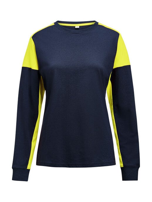 Printer Prime Ladies Long Sleeve T-Shirt - PP2264037 - Navy Neon Yellow - Customisable LADIES LONG SLEEVE T-SHIRTS