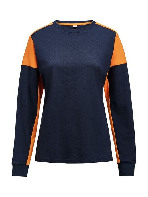 Printer Prime Ladies Long Sleeve T-Shirt - PP2264037 - Navy Neon Orange - Customisable LADIES LONG SLEEVE T-SHIRTS