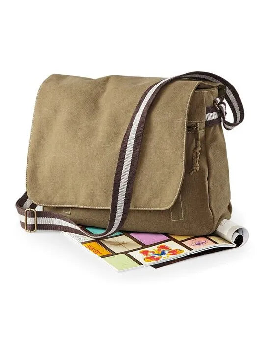 Quadra Vintage Canvas Despatch Bag qd610 - - Customisable Bags