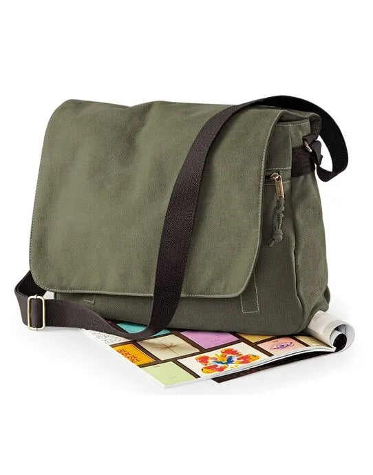 Quadra Vintage Canvas Despatch Bag qd610 - - Customisable Bags