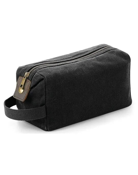 Quadra Heritage Waxed Canvas Wash Bag qd651 - - Customisable Bags