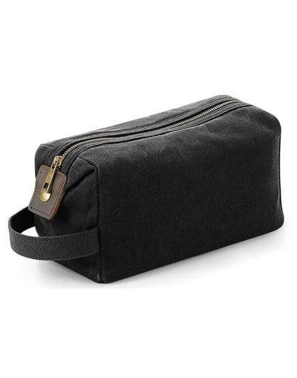 Quadra Heritage Waxed Canvas Wash Bag qd651 - - Customisable Bags