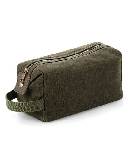 Quadra Heritage Waxed Canvas Wash Bag qd651 - - Customisable Bags