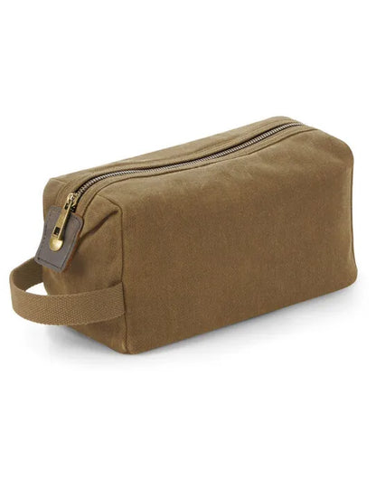 Quadra Heritage Waxed Canvas Wash Bag qd651 - - Customisable Bags