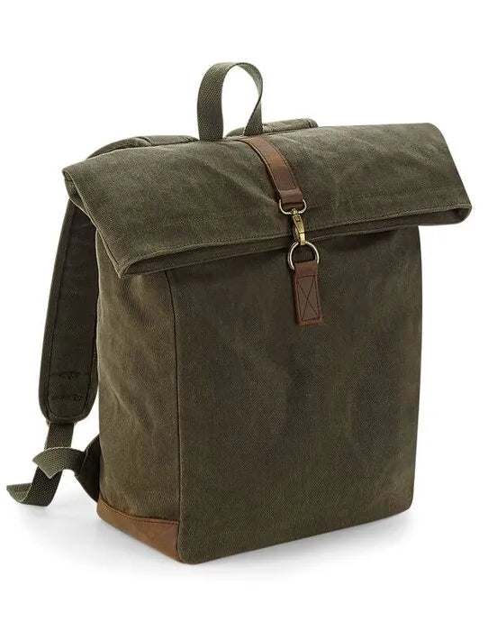 Quadra Heritage Waxed Canvas Backpack qd655 - - Customisable Bags