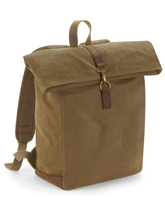 Quadra Heritage Waxed Canvas Backpack qd655 - - Customisable Bags