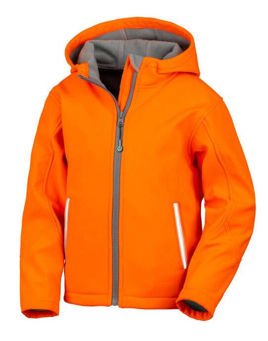 Core junior TX performance hooded softshell jacket - R224J - R224JY - Neon Orange - Customisable Jacket