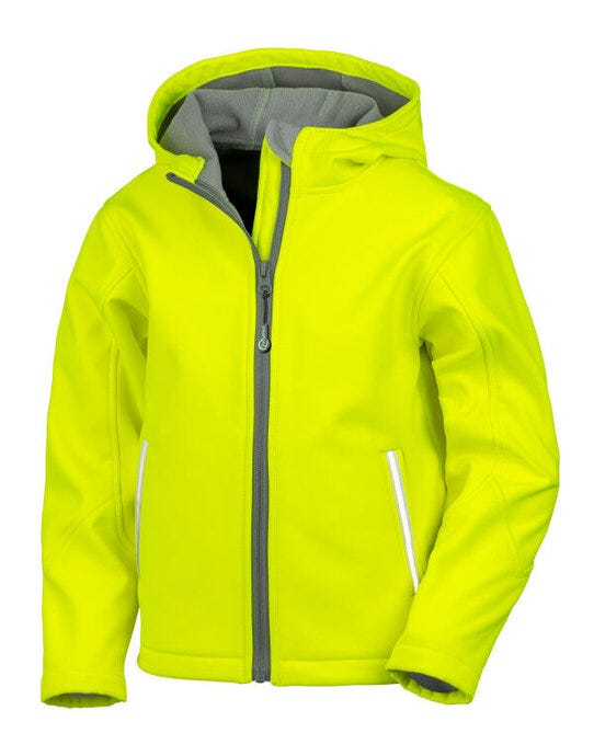 Core junior TX performance hooded softshell jacket - R224J - R224JY - Neon Yellow - Customisable Jacket