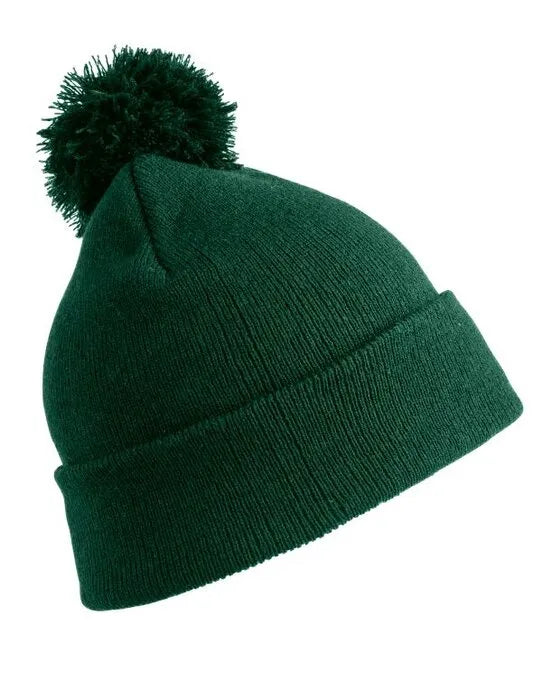 Result Winter Essentials Pom Pom Beanie rc028x - Bottle Green O S - Customisable Caps