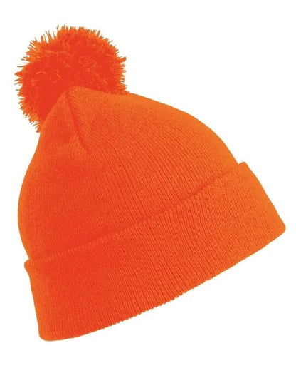 Result Winter Essentials Pom Pom Beanie rc028x - Fluoresent Orange O S - Customisable Caps