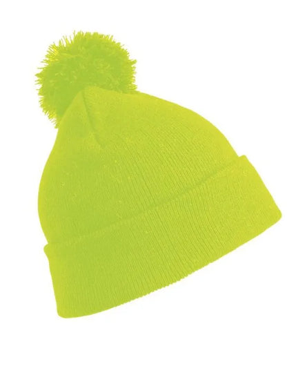 Result Winter Essentials Pom Pom Beanie rc028x - Fluoresent Yellow O S - Customisable Caps