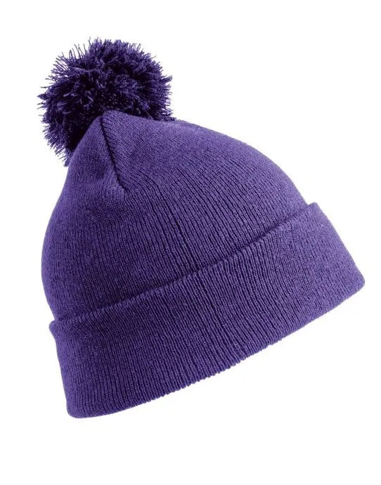 Result Winter Essentials Pom Pom Beanie rc028x - Purple O S - Customisable Caps