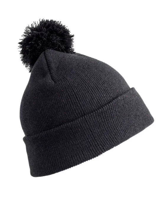 Result Winter Essentials Pom Pom Beanie rc028x - Black O S - Customisable Caps