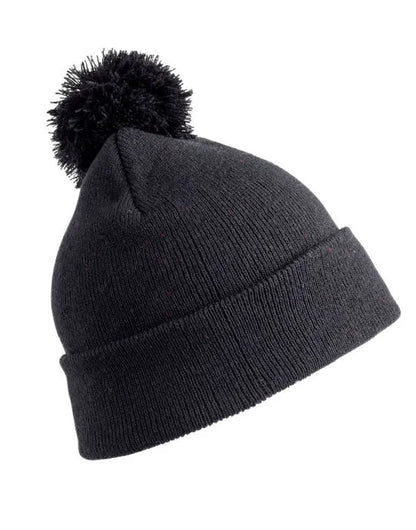 Result Winter Essentials Pom Pom Beanie rc028x - Black O S - Customisable Caps