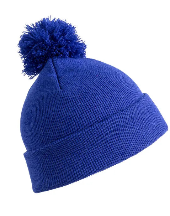 Result Winter Essentials Pom Pom Beanie rc028x - Royal Blue O S - Customisable Caps