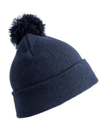 Result Winter Essentials Pom Pom Beanie rc028x - Navy O S - Customisable Caps